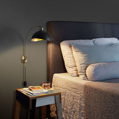 Nova California Luna Bella 16in 1-Light Wall Sconce | Mid-Century Modern Black Weathered Brass and Gold Leafing Steel | Living Room | Model 3011017WB