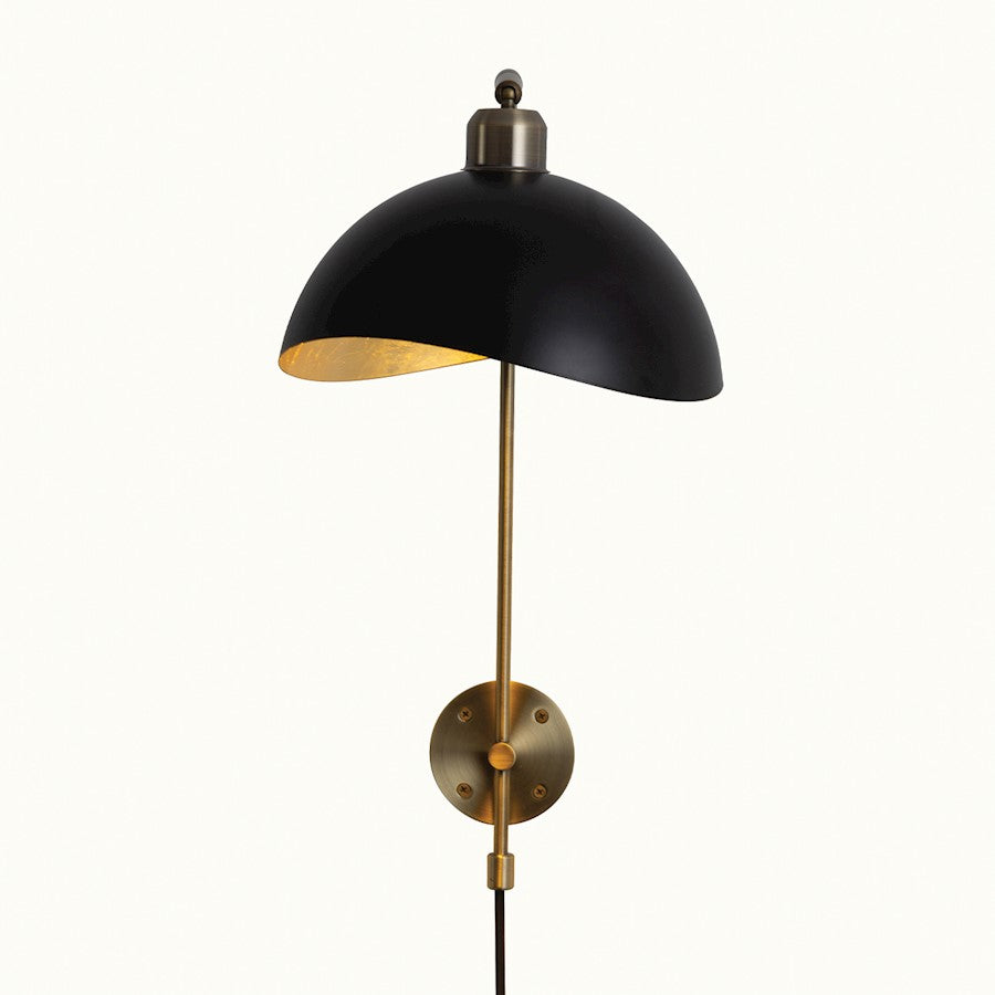 Nova California Luna Bella 16in 1-Light Wall Sconce | Mid-Century Modern Black Weathered Brass and Gold Leafing Steel | Living Room | Model 3011017WB