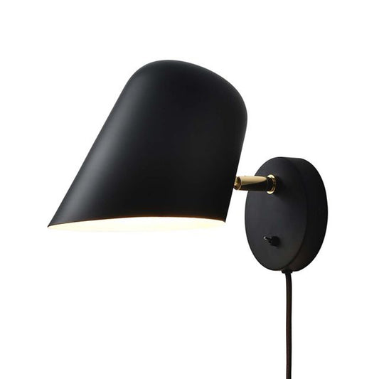 Nova California Culver Plug-in Wall Sconce | Modern Matte Black Steel Shade | Bedroom & Reading Nook | 11 x 7 x 7 in | Model 3011589MB