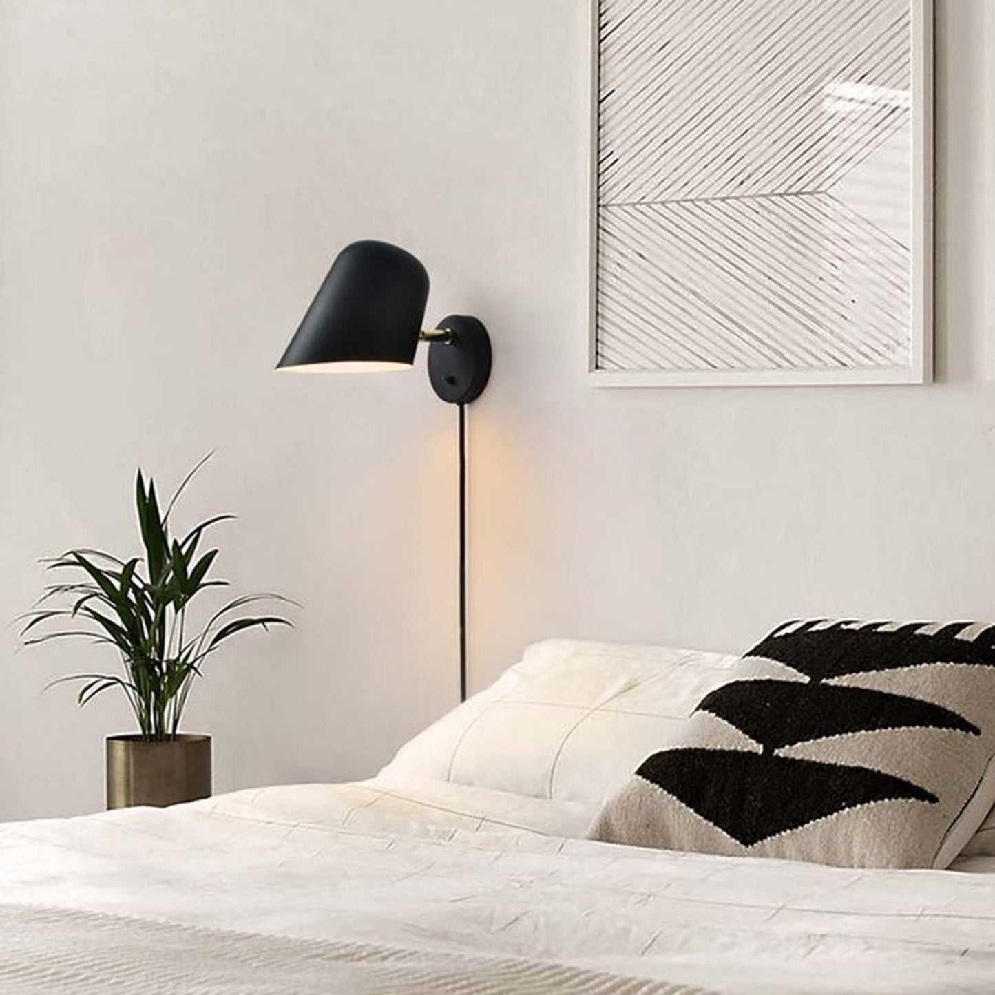 Nova California Culver Plug-in Wall Sconce | Modern Matte Black Steel Shade | Bedroom & Reading Nook | 11 x 7 x 7 in | Model 3011589MB