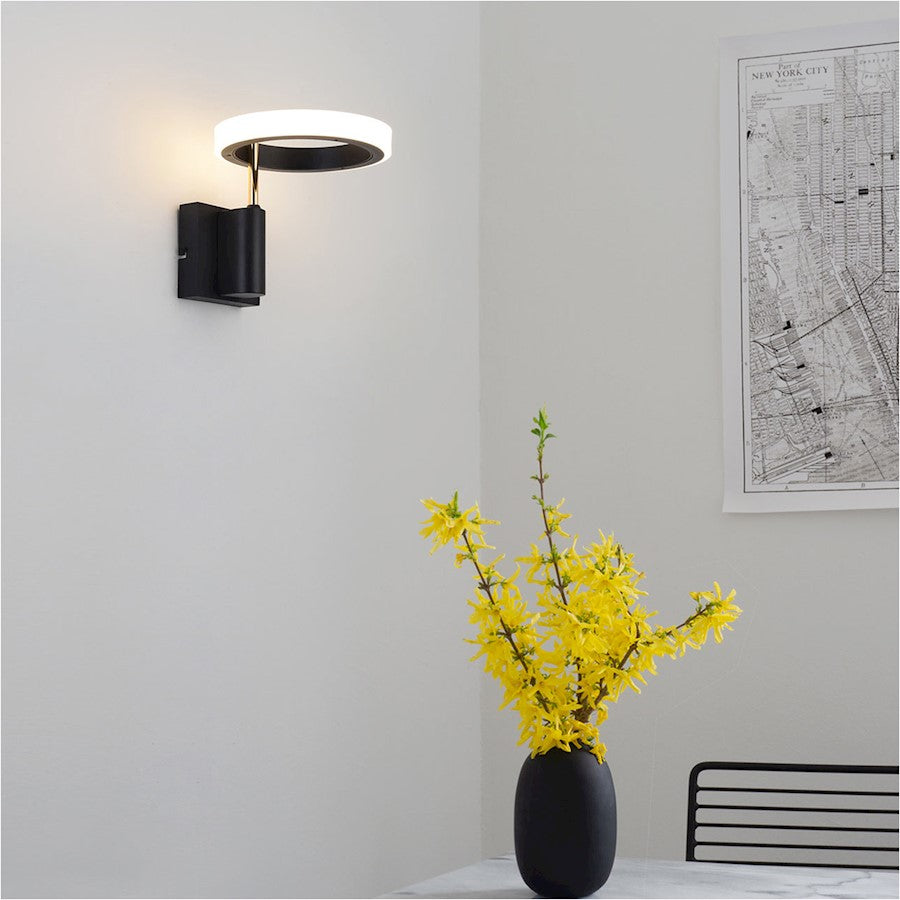 Nova California Aerial 9in 1-Light LED Wall Sconce | Contemporary Weathered Brass and Acrylic Shade | Hallway & Reading Nook | Model 3011627BR