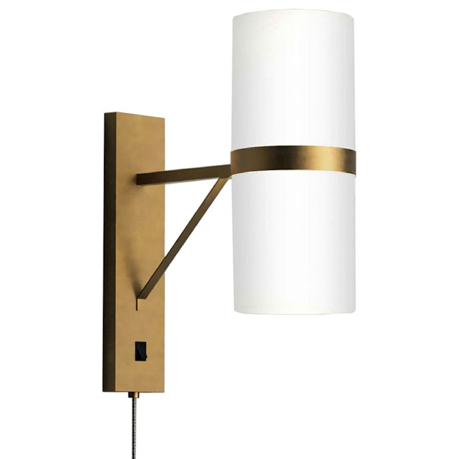 Nova California Cylindro 6in 2-Light Wall Sconce | Mid-Century Modern Brushed Brass and Glass | Living Room & Hallway | 6 x 6 x 10 in | Model 301822BB