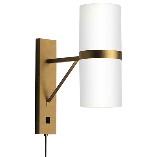 Nova California Cylindro 6in 2-Light Wall Sconce | Mid-Century Modern Brushed Brass and Glass | Living Room & Hallway | 6 x 6 x 10 in | Model 301822BB