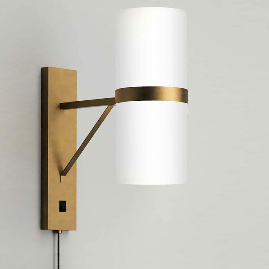 Nova California Cylindro 6in 2-Light Wall Sconce | Mid-Century Modern Brushed Brass and Glass | Living Room & Hallway | 6 x 6 x 10 in | Model 301822BB