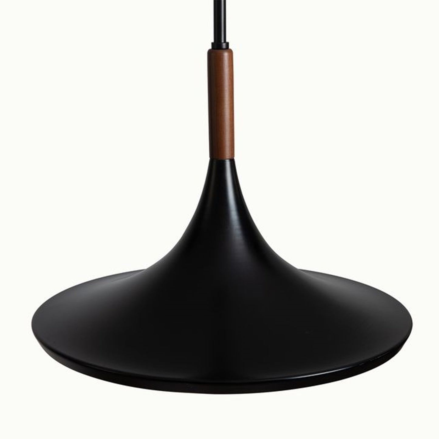 Nova California Lodi 13in 1-Light Pendant | Mid-Century Matte Black Steel and Walnut Wood with Hammered Gold Leaf Interior | Model 3110500MB
