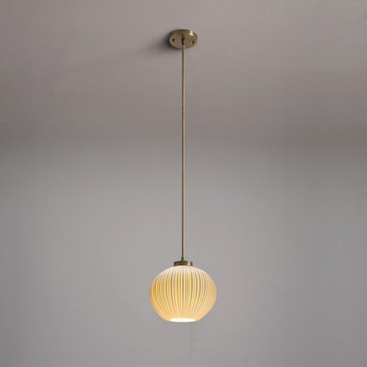 Nova California Bone Porcelain Sea Urchin 15in 1-Light Pendant | Mid-Century Modern Weathered Brass and Natural Bone Porcelain | Model 3110801WB