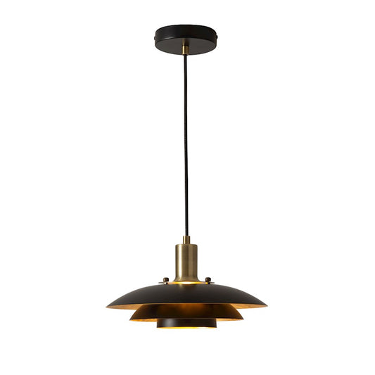 Nova California Rancho Mirage 15in 1-Light Pendant | Mid-Century Modern Matte Black and Weathered Brass Steel | Kitchen Island & | Model 3110824MB