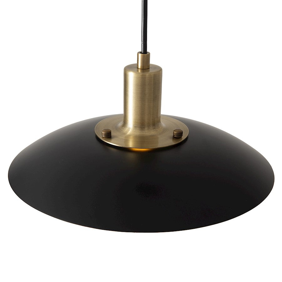 Nova California Rancho Mirage 15in 1-Light Pendant | Mid-Century Modern Matte Black and Weathered Brass Steel | Kitchen Island & | Model 3110824MB