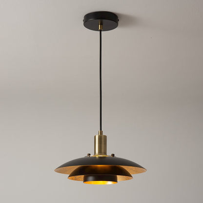 Nova California Rancho Mirage 15in 1-Light Pendant | Mid-Century Modern Matte Black and Weathered Brass Steel | Kitchen Island & | Model 3110824MB