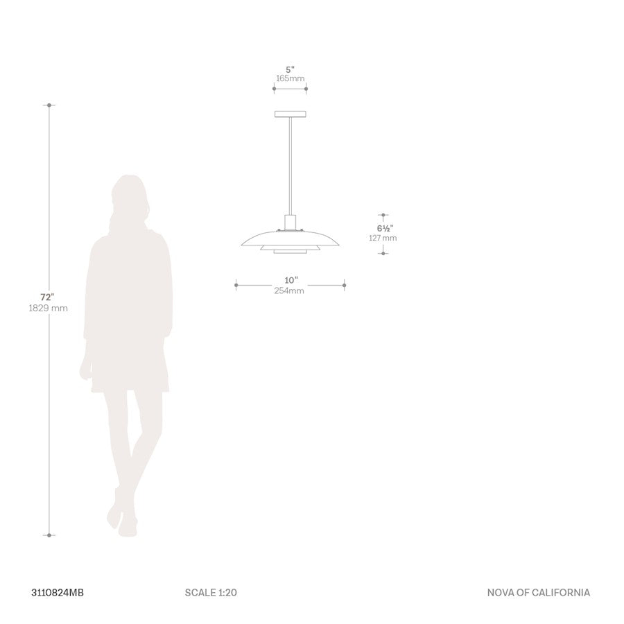 Nova California Rancho Mirage 15in 1-Light Pendant | Mid-Century Modern Matte Black and Weathered Brass Steel | Kitchen Island & | Model 3110824MB