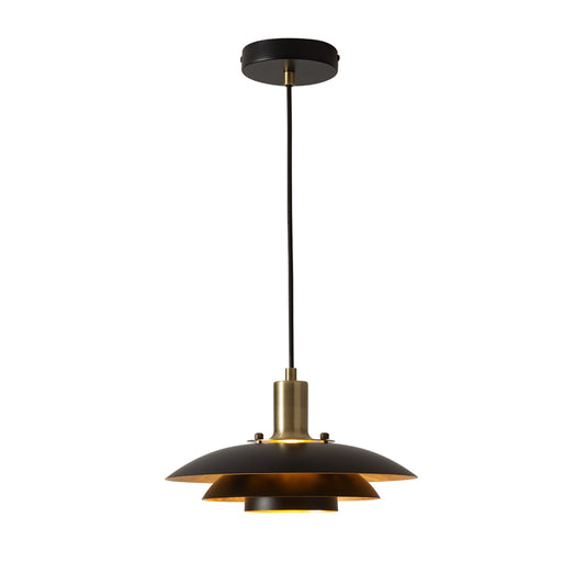 Nova California Rancho Mirage 12in 1-Light Pendant | Mid-Century Modern Weathered Brass and Matte Black Steel with Gold-Leaf Shade | Model 3110824WB