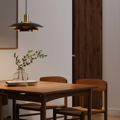 Nova California Rancho Mirage 12in 1-Light Pendant | Mid-Century Modern Weathered Brass and Matte Black Steel with Gold-Leaf Shade | Model 3110824WB