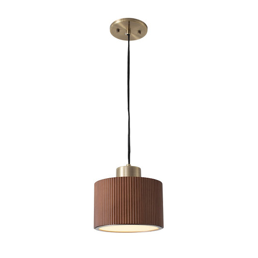 Nova California Tambo 1 Light Pendant, Dark Walnut Wood/Brass/Walnut - 3110832DW