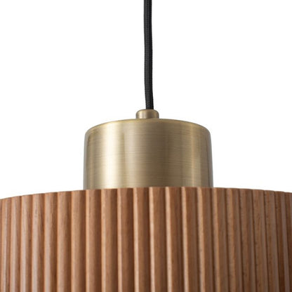 Nova California Tambo 10in 1-Light Pendant | Mid-Century Natural Ash Wood & Weathered Brass with White Linen Shade | Kitchen Island | Model 3110832LW