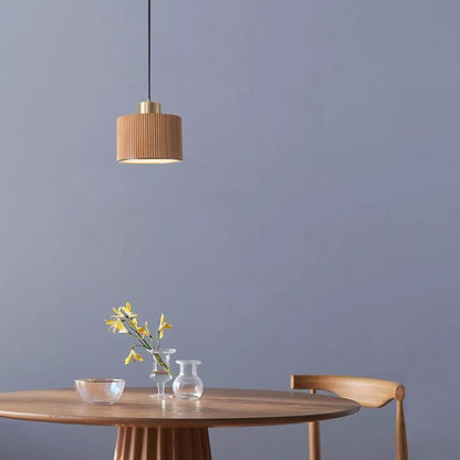 Nova California Tambo 10in 1-Light Pendant | Mid-Century Natural Ash Wood & Weathered Brass with White Linen Shade | Kitchen Island | Model 3110832LW