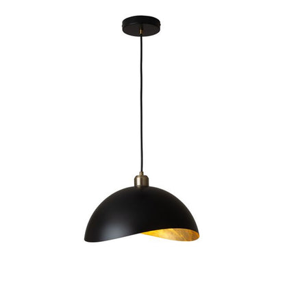 Nova California Luna Bella 14in 1-Light Pendant | Mid-Century Matte Black and Hammered Gold Steel | Kitchen Island & Dining Room | Model 3111017WB