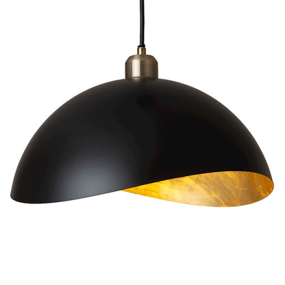 1 Light 14" Pendant, Black/Gold/Gold