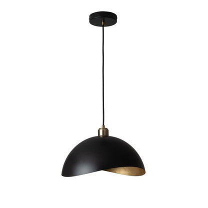 Nova California Luna Bella 14in 1-Light Pendant | Mid-Century Matte Black and Hammered Gold Steel | Kitchen Island & Dining Room | Model 3111017WB