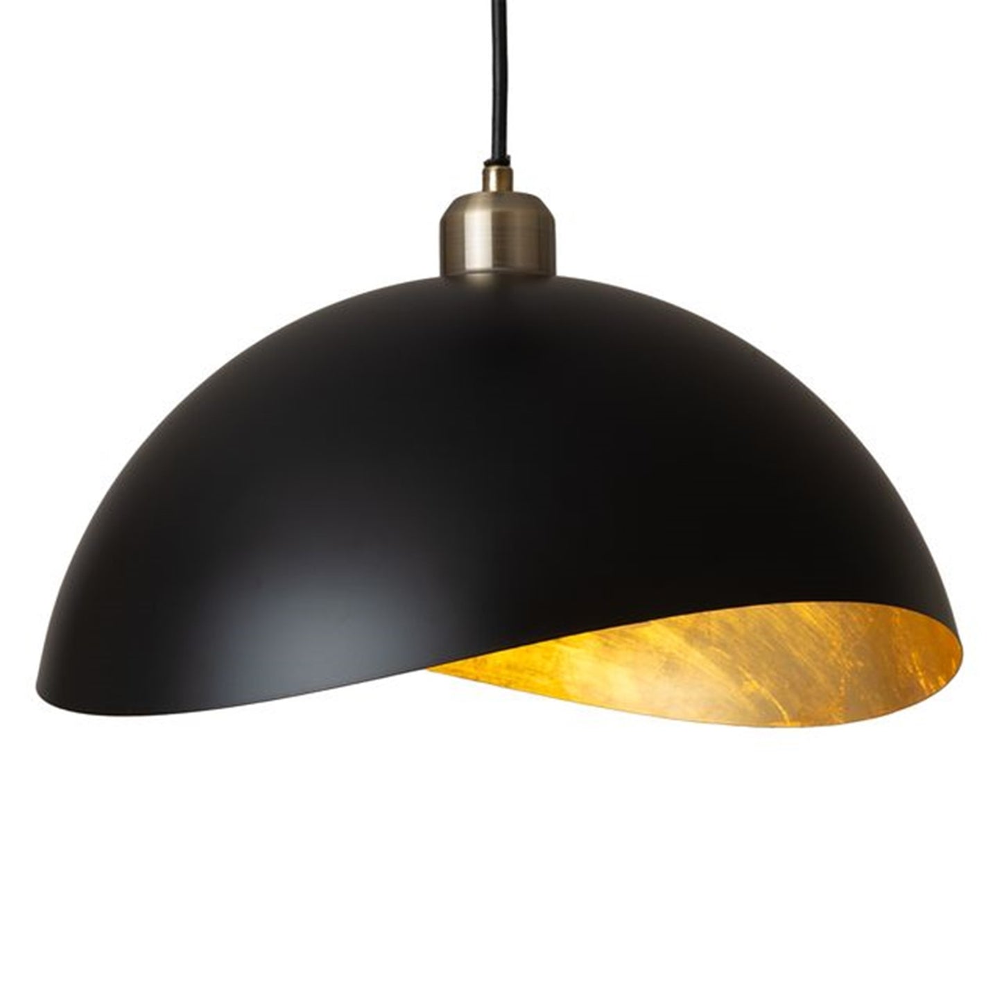 Nova California Luna Bella 14in 1-Light Pendant | Mid-Century Matte Black and Hammered Gold Steel | Kitchen Island & Dining Room | Model 3111017WB