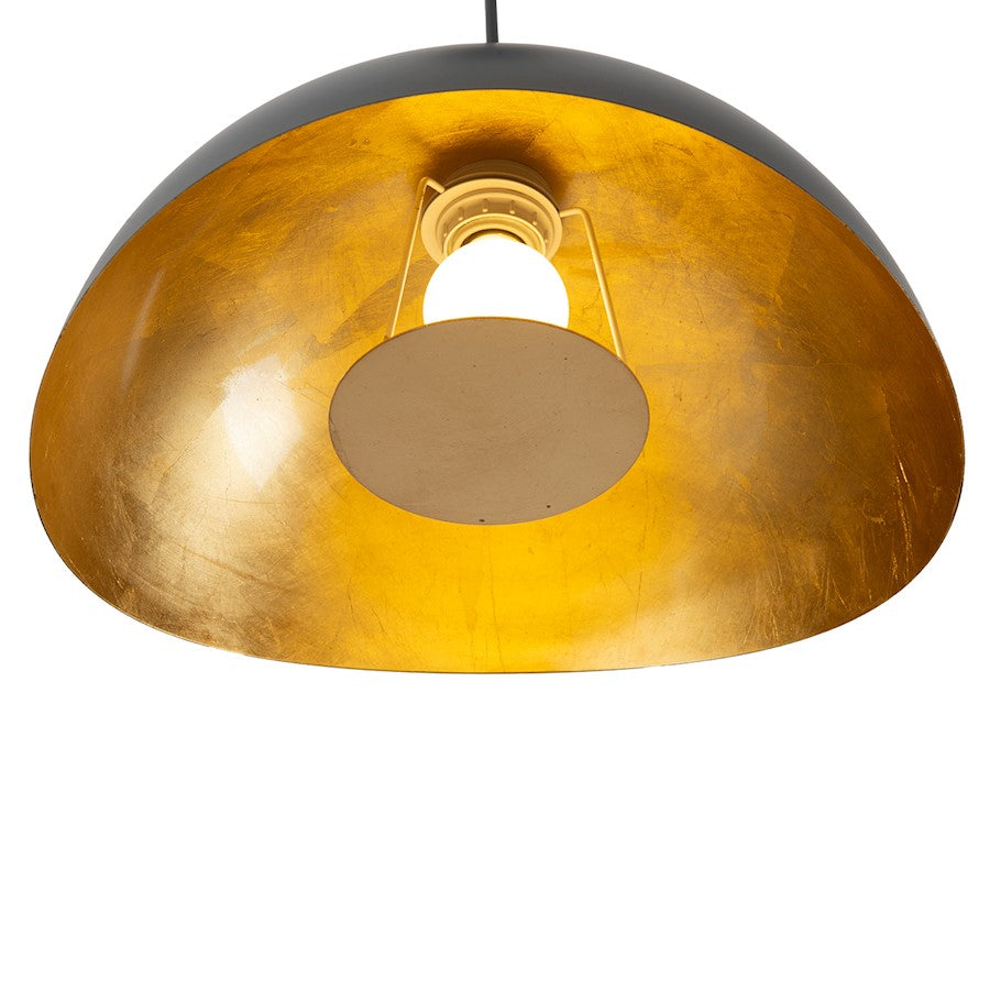 1 Light 14" Pendant, Black/Gold/Gold