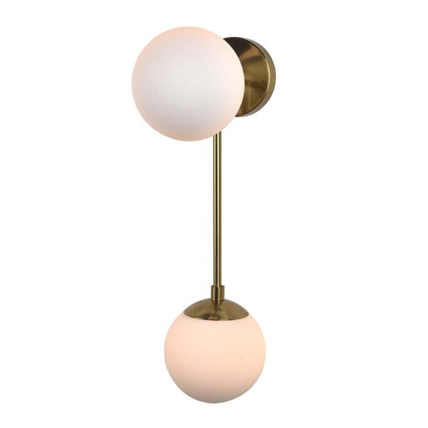 Nova California Duo 22in 2-Light Wall Sconce | Contemporary Brushed Brass and White Opal Glass | Bedroom & Hallway Accent | Model 3111604BB