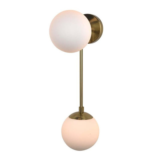 Nova California Duo 22in 2-Light Wall Sconce | Contemporary Brushed Brass and White Opal Glass | Bedroom & Hallway Accent | Model 3111604BB