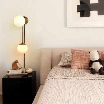 Nova California Duo 22in 2-Light Wall Sconce | Contemporary Brushed Brass and White Opal Glass | Bedroom & Hallway Accent | Model 3111604BB