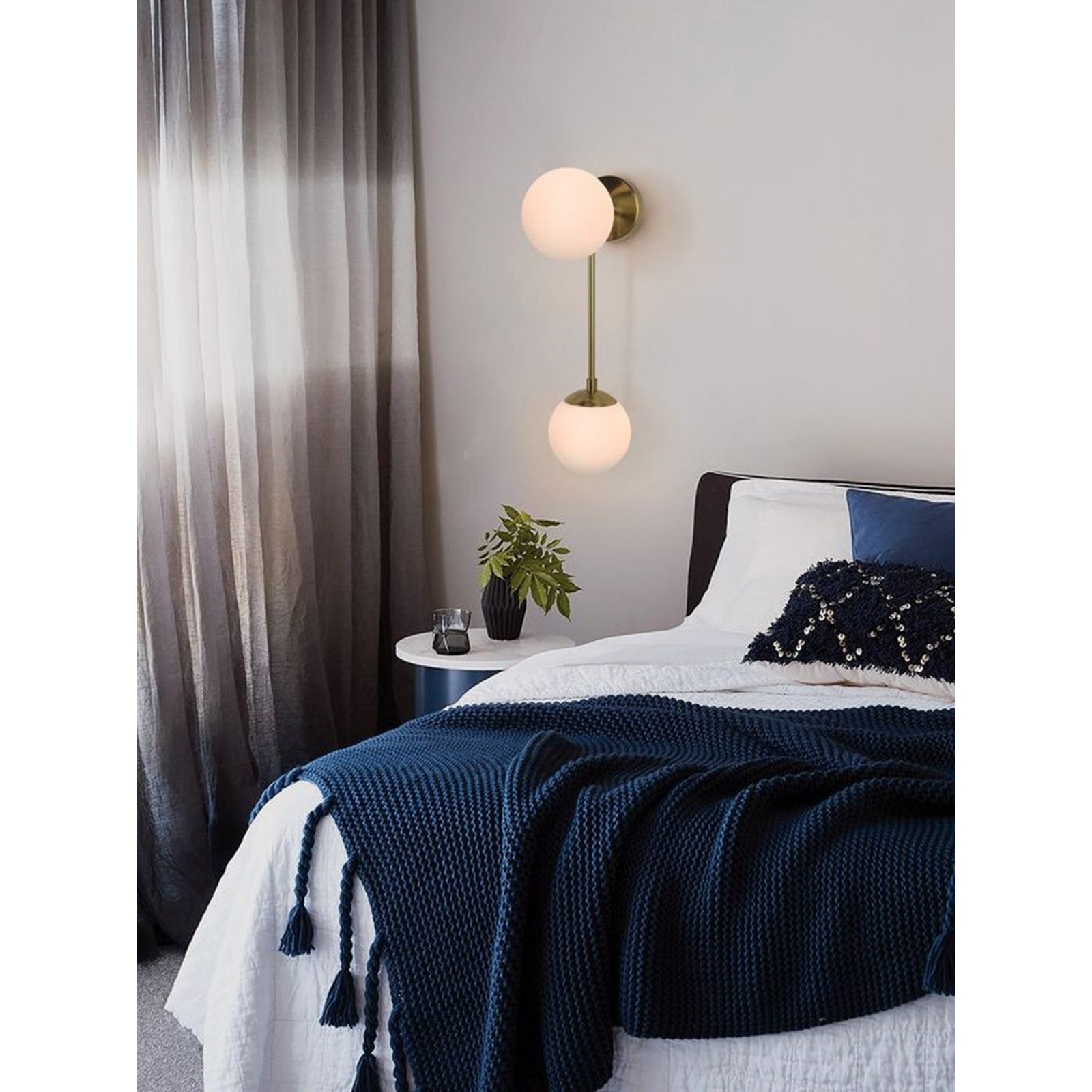 Nova California Duo 22in 2-Light Wall Sconce | Contemporary Brushed Brass and White Opal Glass | Bedroom & Hallway Accent | Model 3111604BB