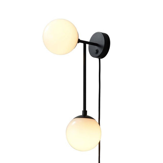 Nova California Duo 22in 2-Light Wall Sconce | Contemporary Matte Black and White Opal Glass | Bedroom & Hallway Accent | Model 3111604MB