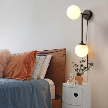 Nova California Duo 22in 2-Light Wall Sconce | Contemporary Matte Black and White Opal Glass | Bedroom & Hallway Accent | Model 3111604MB