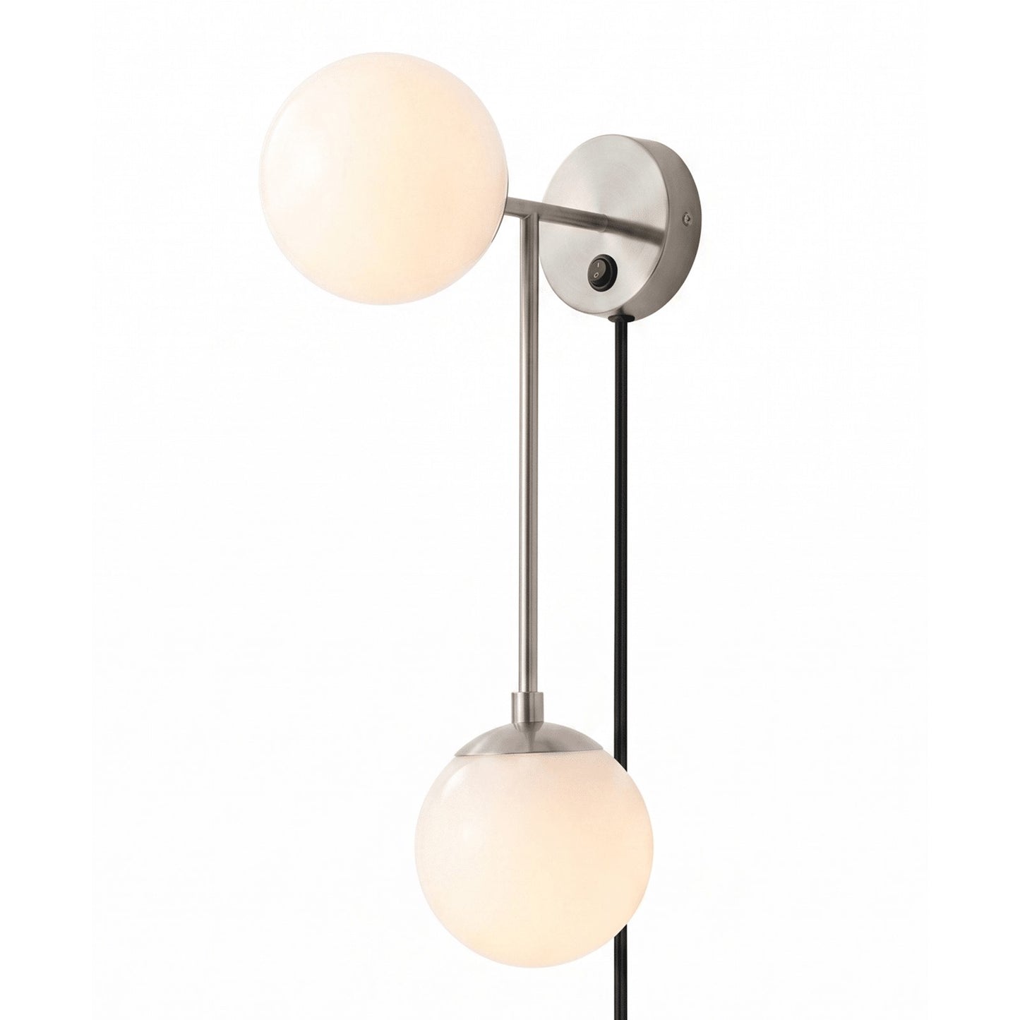 Nova California Duo 22in 2-Light Wall Sconce | Modern Satin Nickel and White Glass | Bedroom & Hallway Accent | 6 x 6 x 22 in | Model 3111604SN