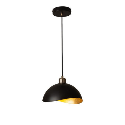 Nova California Luna Bella 10in 1-Light Pendant | Mid-Century Matte Black and Hammered Gold Leaf Steel | Kitchen Island & Dining | Model 3112018WB