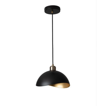 Nova California Luna Bella 10in 1-Light Pendant | Mid-Century Matte Black and Hammered Gold Leaf Steel | Kitchen Island & Dining | Model 3112018WB