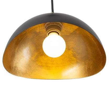 Nova California Luna Bella 10in 1-Light Pendant | Mid-Century Matte Black and Hammered Gold Leaf Steel | Kitchen Island & Dining | Model 3112018WB