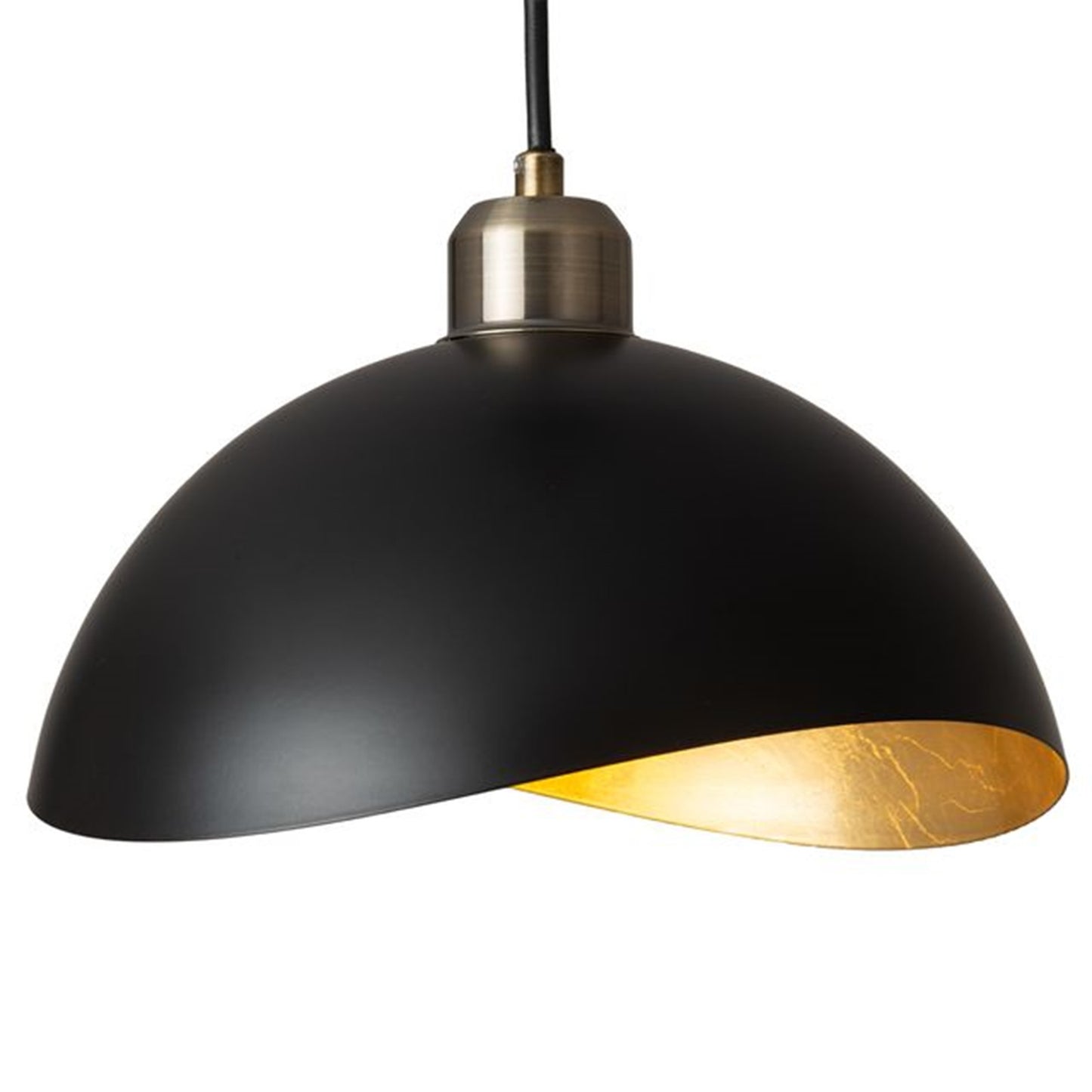 Nova California Luna Bella 10in 1-Light Pendant | Mid-Century Matte Black and Hammered Gold Leaf Steel | Kitchen Island & Dining | Model 3112018WB