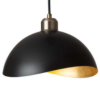 Nova California Luna Bella 10in 1-Light Pendant | Mid-Century Matte Black and Hammered Gold Leaf Steel | Kitchen Island & Dining | Model 3112018WB