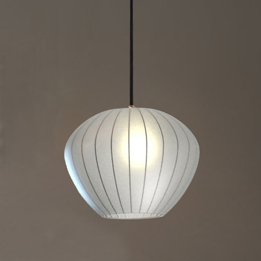 Nova California Bloom 1-Light Swag Pendant | Mid-Century Black Nickel and White Satin Shade | Dining Room & Bedroom Pendant | Model 3112806BN