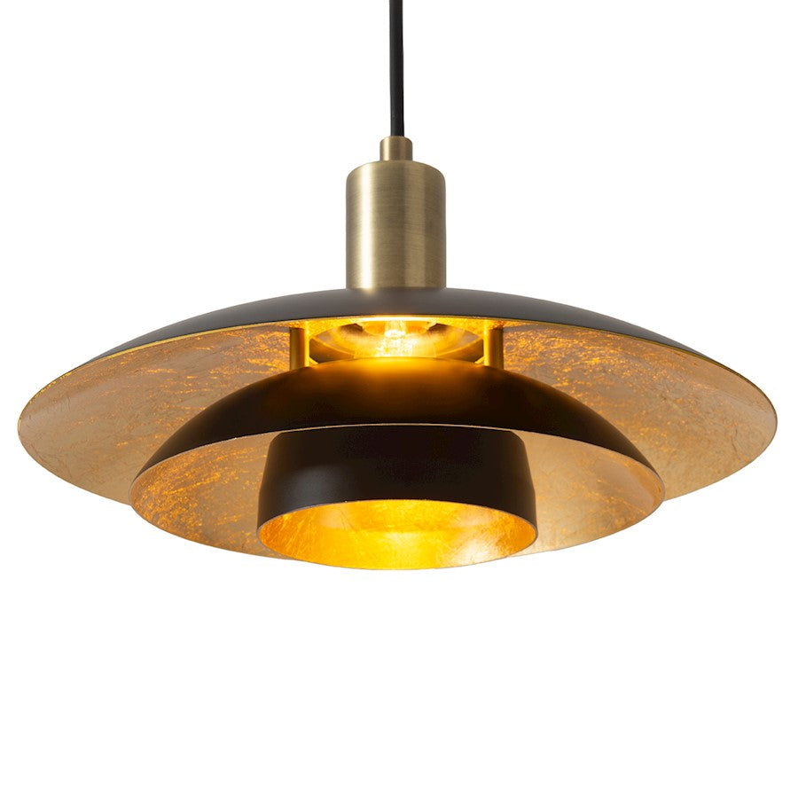 Nova California Rancho Mirage 19in 1-Light Pendant | Mid-Century Modern Matte Black and Weathered Brass Steel | Kitchen Island & | Model 3210824MB