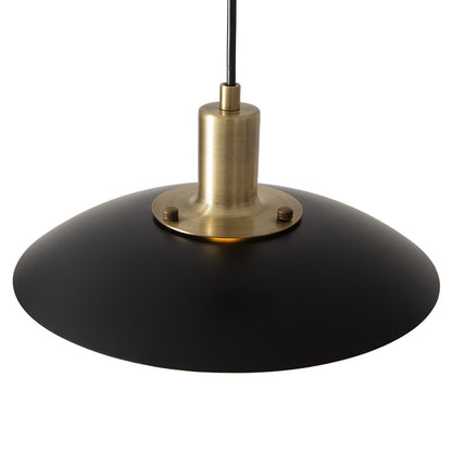 Nova California Rancho Mirage 15in 1-Light Pendant | Mid-Century Modern Weathered Brass and Matte Black Steel with Gold-Leaf Shade | Model 3210824WB