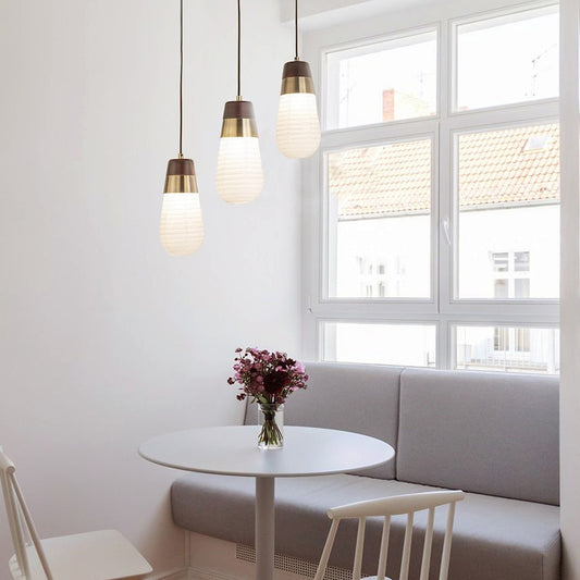 Nova California Sunset 27in 3-Light Pendant | Zen Mid-Century Weathered Brass Walnut and White Washi Paper | Dining Room & Seating | Model 3311500WB