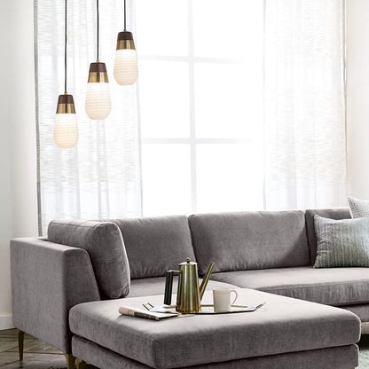 Nova California Sunset 27in 3-Light Pendant | Zen Mid-Century Weathered Brass Walnut and White Washi Paper | Dining Room & Seating | Model 3311500WB