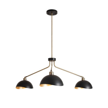 Nova California Luna Bella 44in 3-Light Chandelier | Mid-Century Weathered Brass and Matte Black with Gold Leaf | Dining Room & | Model 3411017WB