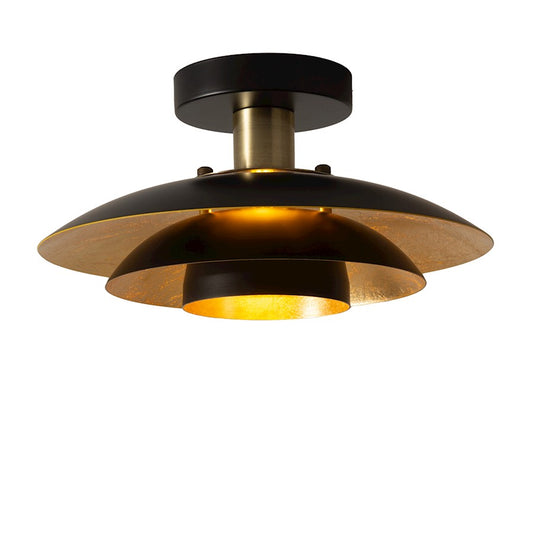 Nova California Rancho Mirage 19in 1-Light Flush Mount | Mid-Century Modern Matte Black and Weathered Brass with Gold Leaf | Model 3610824MB