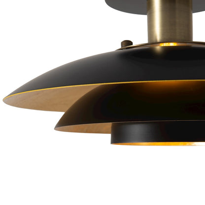 Nova California Rancho Mirage 19in 1-Light Flush Mount | Mid-Century Modern Matte Black and Weathered Brass with Gold Leaf | Model 3610824MB