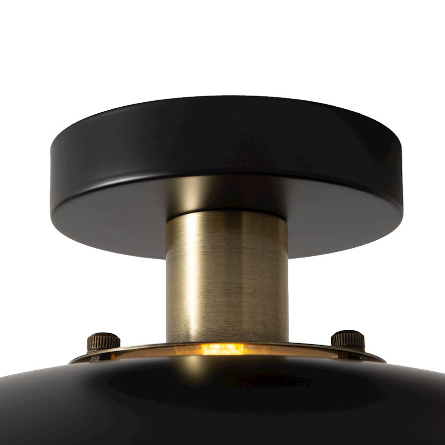 Nova California Rancho Mirage 19in 1-Light Flush Mount | Mid-Century Modern Matte Black and Weathered Brass with Gold Leaf | Model 3610824MB