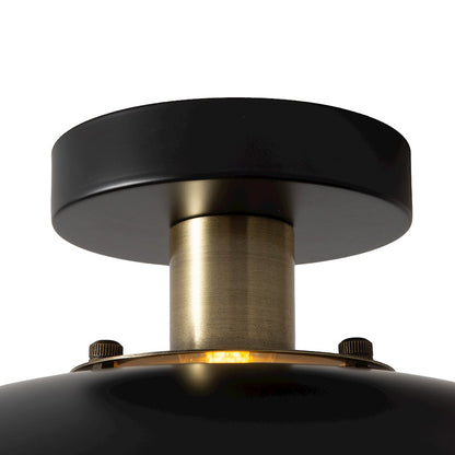 Nova California Rancho Mirage 19in 1-Light Flush Mount | Mid-Century Modern Matte Black and Weathered Brass with Gold Leaf | Model 3610824MB
