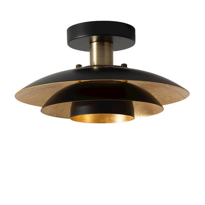 Nova California Rancho Mirage 19in 1-Light Flush Mount | Mid-Century Modern Matte Black and Weathered Brass with Gold Leaf | Model 3610824MB