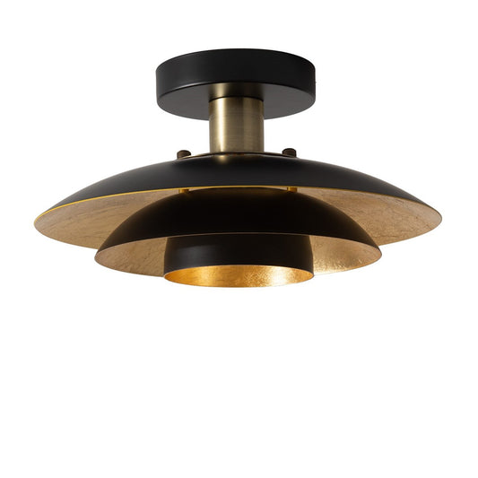 Nova California Rancho Mirage 12in 1-Light Flush Mount | Mid-Century Modern Weathered Brass and Matte Black Steel with Gold-Leaf | Model 3610824WB