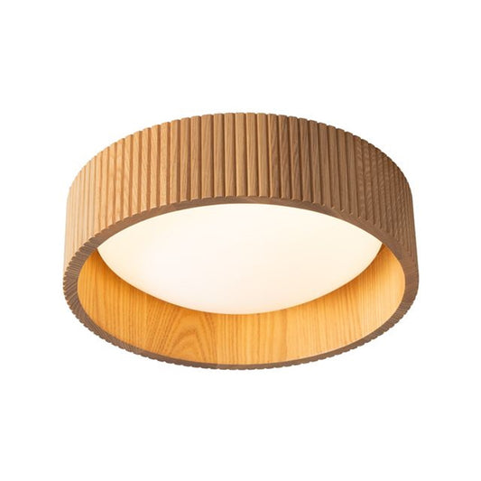 Nova California Tambo 14in 1-Light Flush Mount | Mid-Century Natural Ash Wood and Weathered Brass | Bedroom & Hallway | Model 3610832ASH