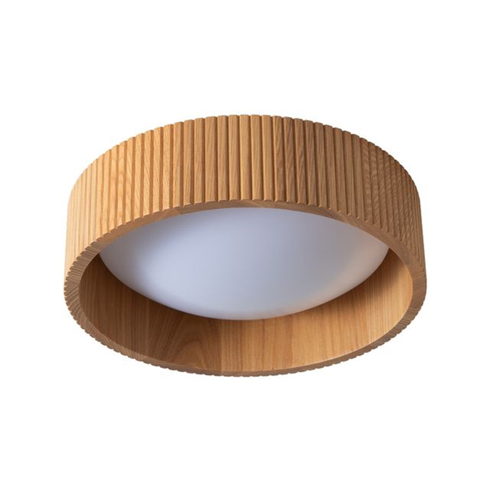 Nova California Tambo 14in 1-Light Flush Mount | Mid-Century Natural Ash Wood and Weathered Brass | Bedroom & Hallway | Model 3610832ASH